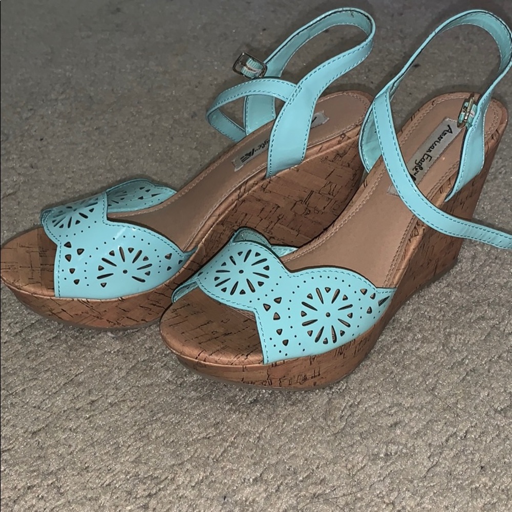 Light Blue Cork Wedges